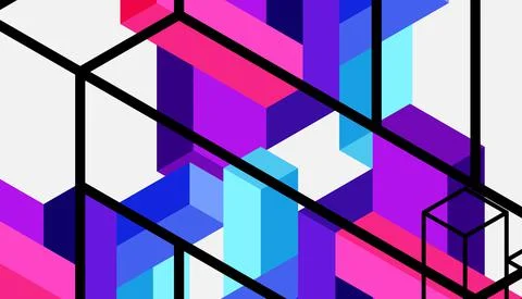 Abstract background. 3d cubes, cubic elements and blocks. Techno or business Stockillustratie