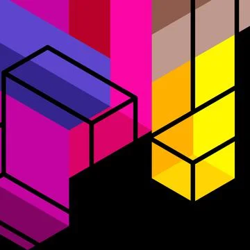 Abstract background. 3d cubes, cubic elements and blocks. Techno or business Illustrazione stock