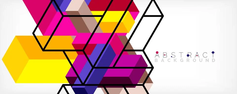 Abstract background. 3d cubes, cubic elements and blocks. Techno or business Illustrazione stock