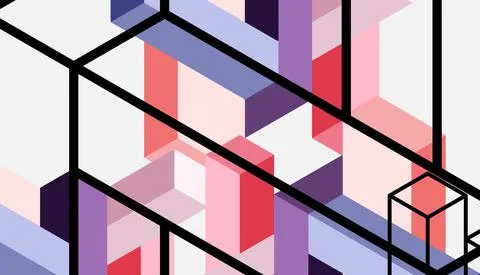 Abstract background. 3d cubes, cubic elements and blocks. Techno or business Illustrazione stock