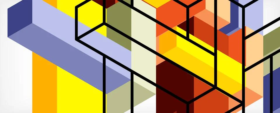 Abstract background. 3d cubes, cubic elements and blocks. Techno or business Illustrazione stock