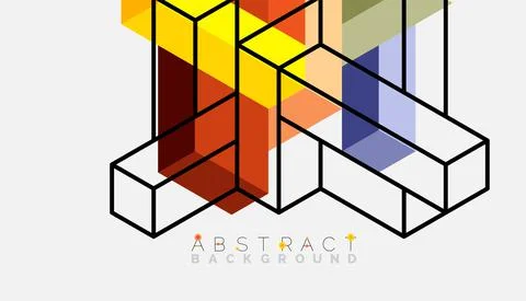 Abstract background. 3d cubes, cubic elements and blocks. Techno or business Stock Illustration