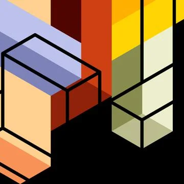 Abstract background. 3d cubes, cubic elements and blocks. Techno or business 库存插图