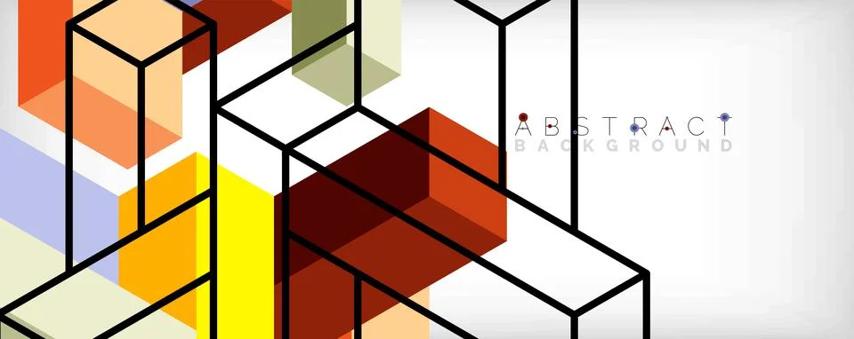 Abstract background. 3d cubes, cubic elements and blocks. Techno or business Stock Illustration