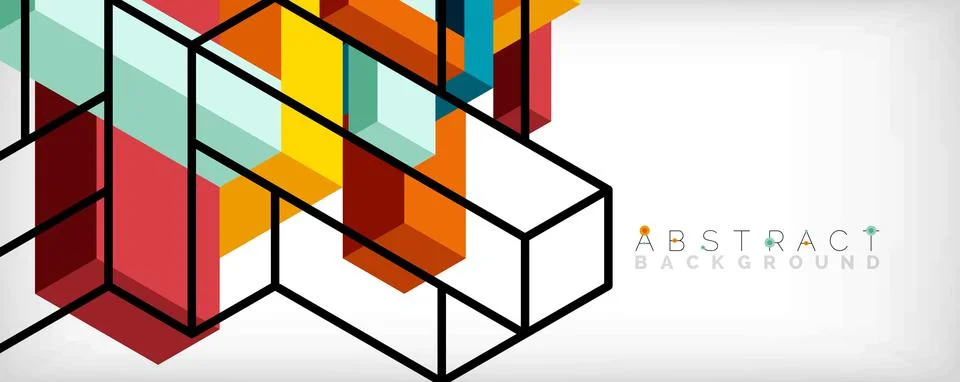 Abstract background. 3d cubes, cubic elements and blocks. Techno or business Stockillustratie