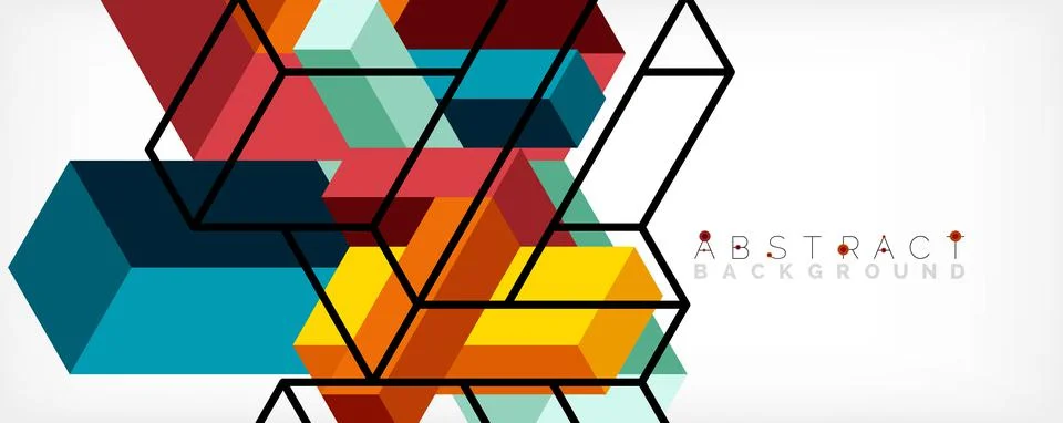 Abstract background. 3d cubes, cubic elements and blocks. Techno or business Illustrazione stock