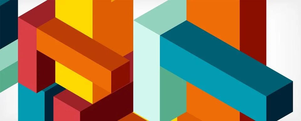 Abstract background. 3d cubes, cubic elements and blocks. Techno or business Stock Illustration