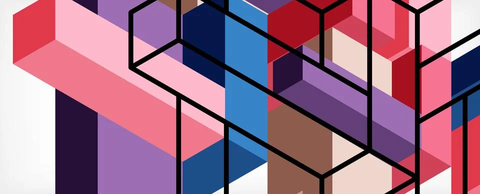 Abstract background. 3d cubes, cubic elements and blocks. Techno or business Illustrazione stock