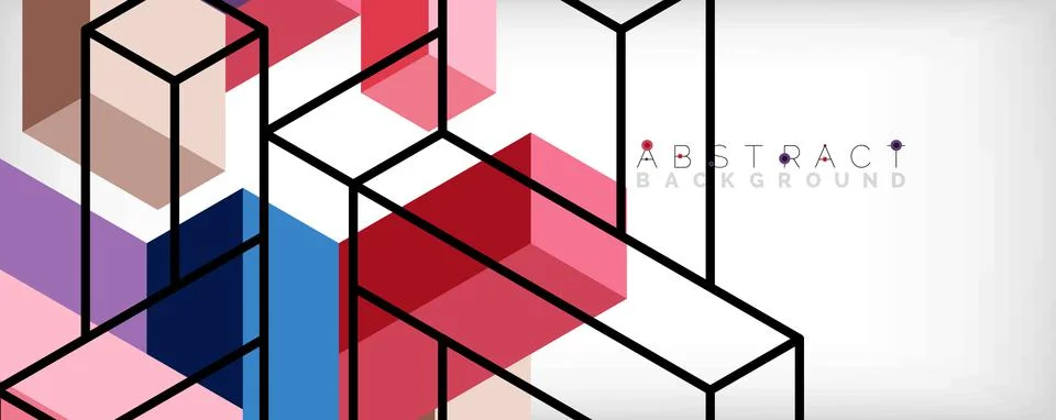 Abstract background. 3d cubes, cubic elements and blocks. Techno or business 스톡 일러스트