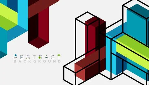 Abstract background. 3d cubes, cubic elements and blocks. Techno or business Illustrazione stock