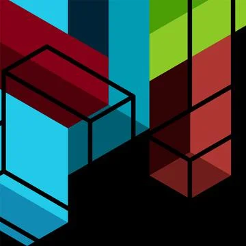 Abstract background. 3d cubes, cubic elements and blocks. Techno or business Illustrazione stock