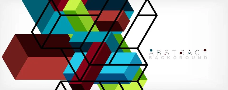 Abstract background. 3d cubes, cubic elements and blocks. Techno or business Illustrazione stock