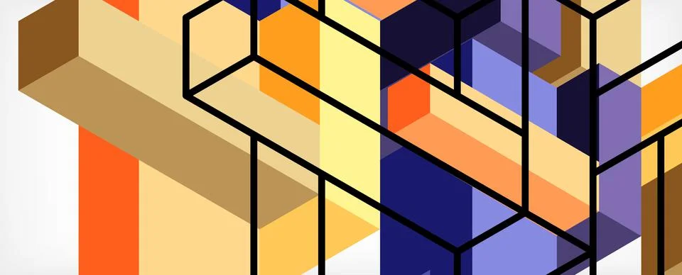 Abstract background. 3d cubes, cubic elements and blocks. Techno or business 스톡 일러스트