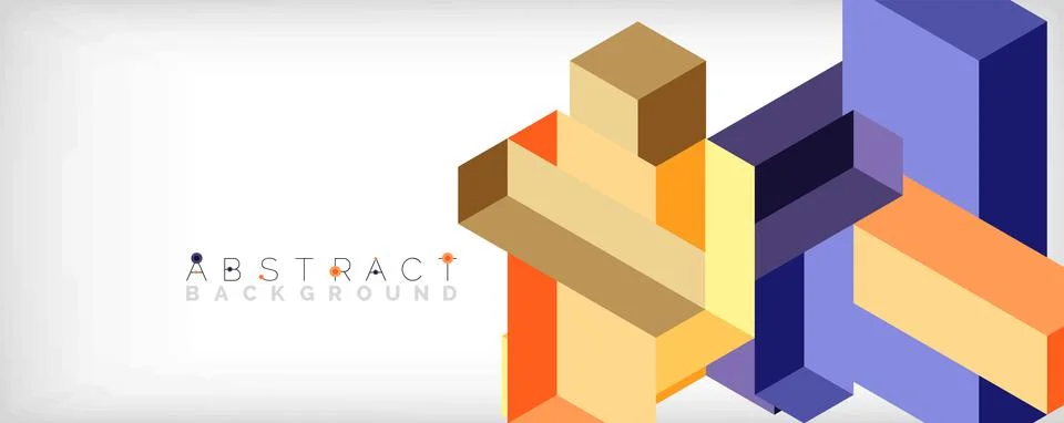 Abstract background. 3d cubes, cubic elements and blocks. Techno or business Stock Illustration