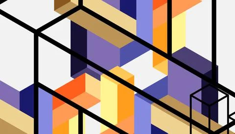 Abstract background. 3d cubes, cubic elements and blocks. Techno or business Stock Illustration