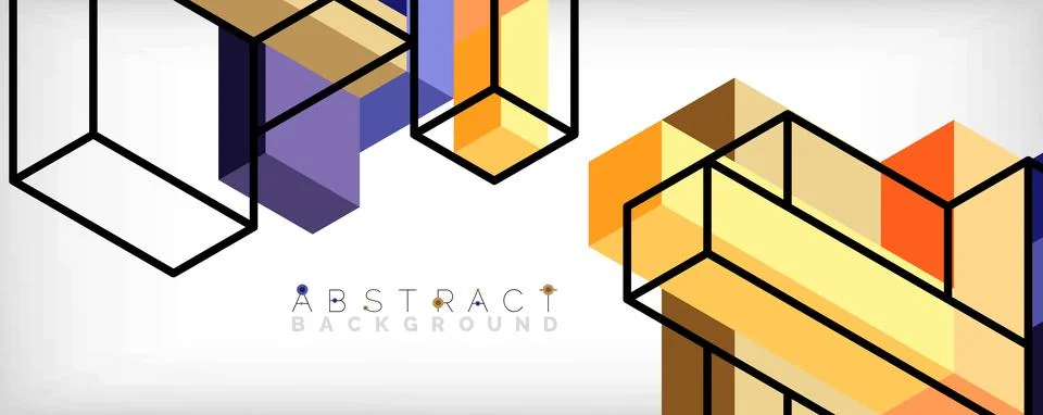 Abstract background. 3d cubes, cubic elements and blocks. Techno or business Illustrazione stock
