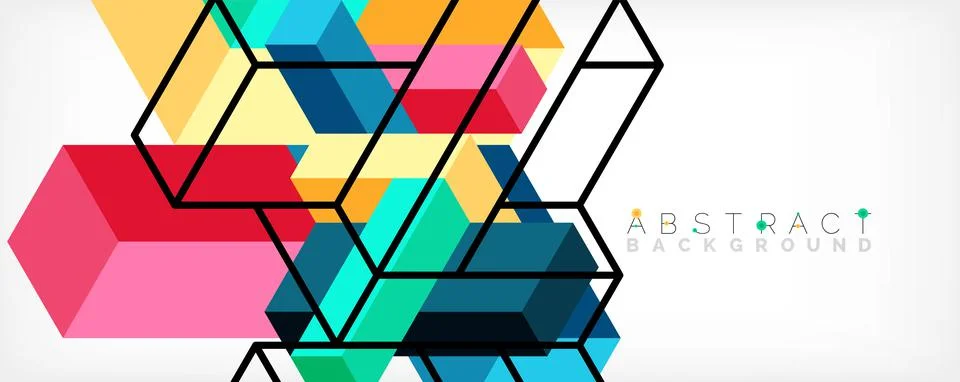 Abstract background. 3d cubes, cubic elements and blocks. Techno or business 스톡 일러스트