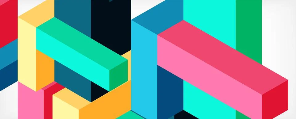 Abstract background. 3d cubes, cubic elements and blocks. Techno or business Stock Illustration