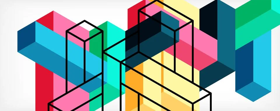 Abstract background. 3d cubes, cubic elements and blocks. Techno or business Illustrazione stock