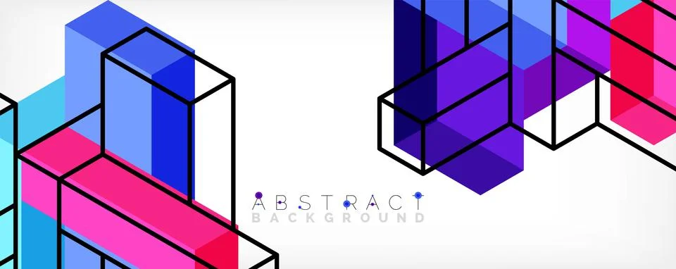Abstract background. 3d cubes, cubic elements and blocks. Techno or business Stockillustratie