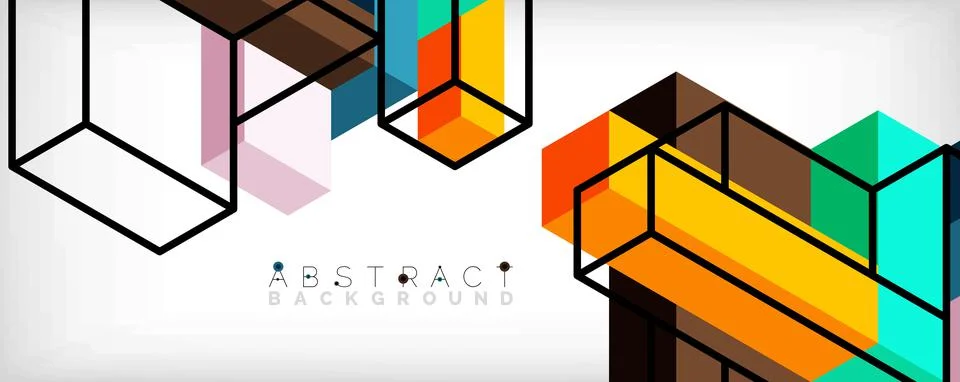 Abstract background. 3d cubes, cubic elements and blocks. Techno or business Stockillustratie
