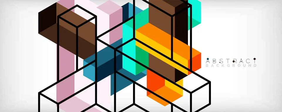 Abstract background. 3d cubes, cubic elements and blocks. Techno or business Stock Illustration
