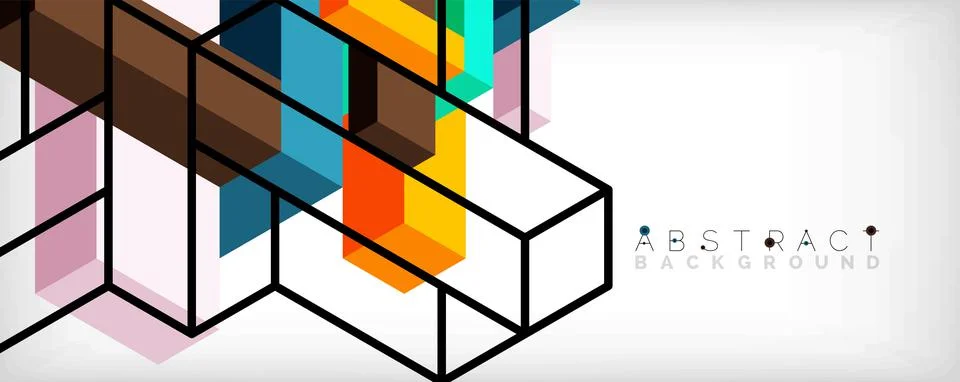 Abstract background. 3d cubes, cubic elements and blocks. Techno or business Stock Illustration