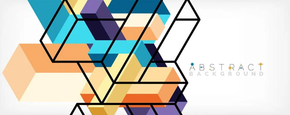 Abstract background. 3d cubes, cubic elements and blocks. Techno or business Stock Illustration