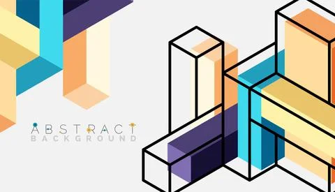 Abstract background. 3d cubes, cubic elements and blocks. Techno or business Stock Illustration