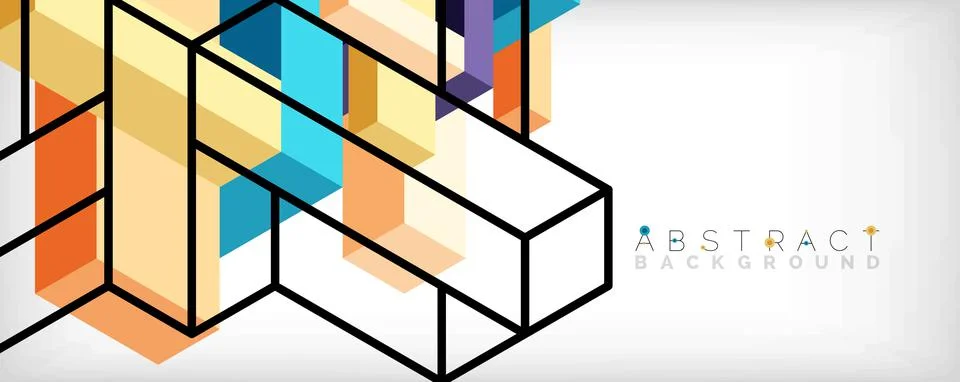 Abstract background. 3d cubes, cubic elements and blocks. Techno or business Stock Illustration