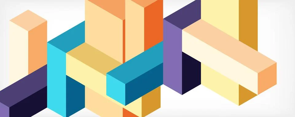 Abstract background. 3d cubes, cubic elements and blocks. Techno or business Stock Illustration