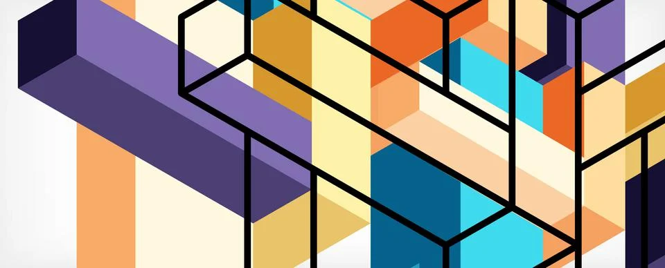 Abstract background. 3d cubes, cubic elements and blocks. Techno or business Illustrazione stock
