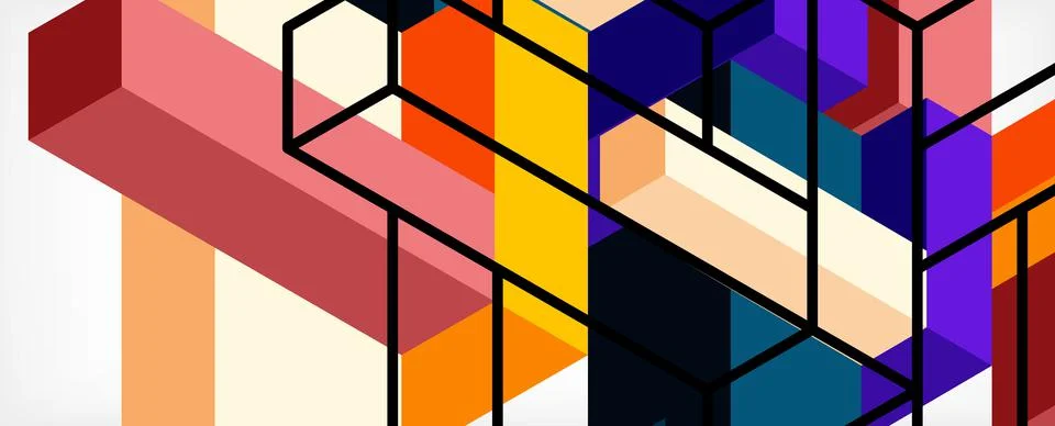 Abstract background. 3d cubes, cubic elements and blocks. Techno or business Illustrazione stock