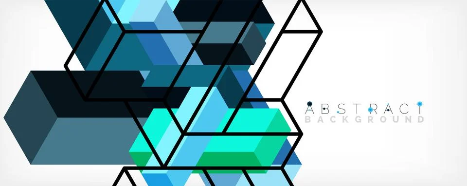 Abstract background. 3d cubes, cubic elements and blocks. Techno or business 스톡 일러스트