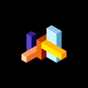 Abstract background. 3d cubes, cubic elements and blocks. Techno or business 库存插图