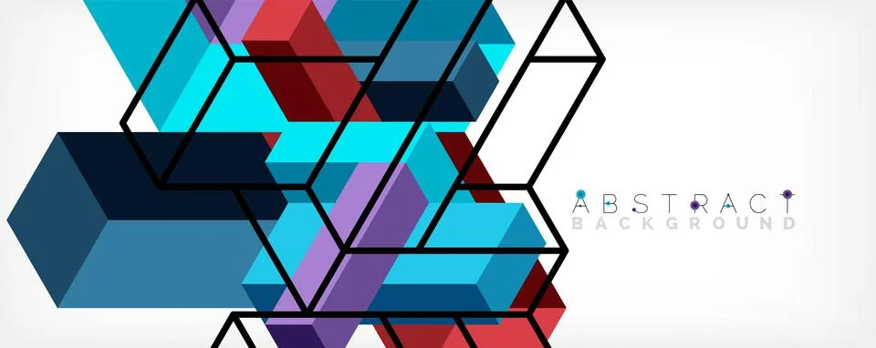 Abstract background. 3d cubes, cubic elements and blocks. Techno or business 스톡 일러스트