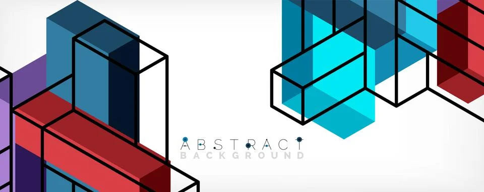 Abstract background. 3d cubes, cubic elements and blocks. Techno or business 스톡 일러스트