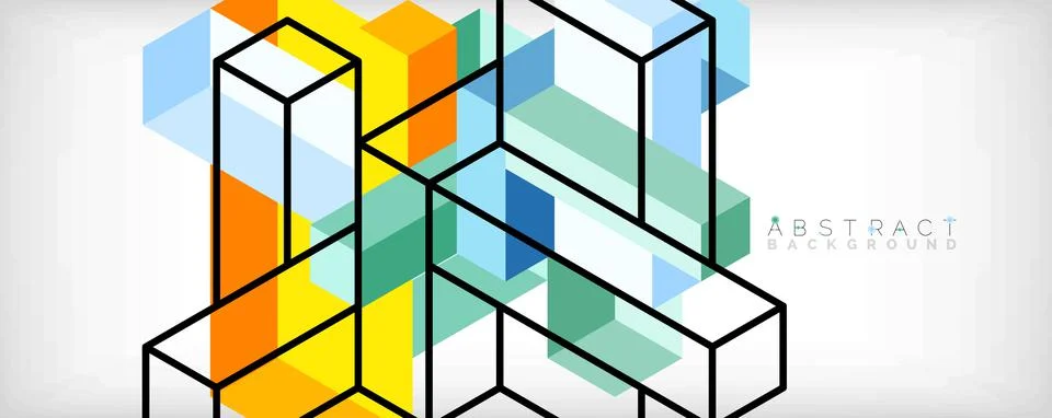 Abstract background. 3d cubes, cubic elements and blocks. Techno or business Stock Illustration