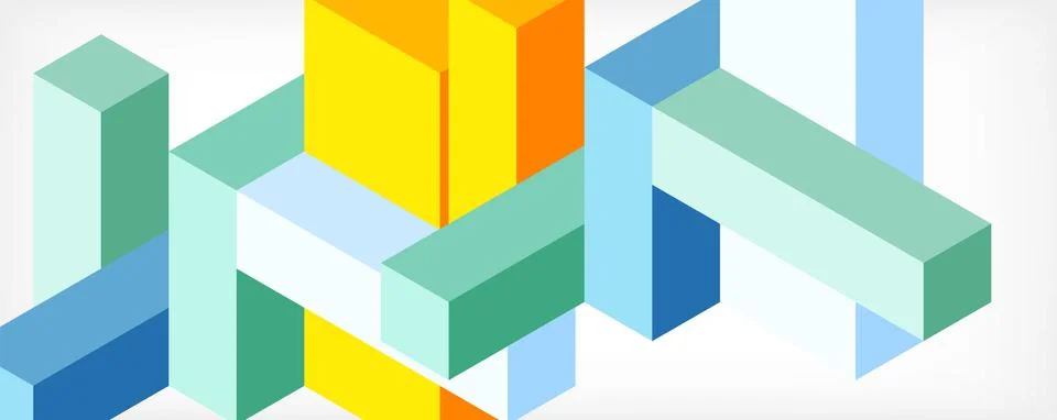 Abstract background. 3d cubes, cubic elements and blocks. Techno or business Stock Illustration