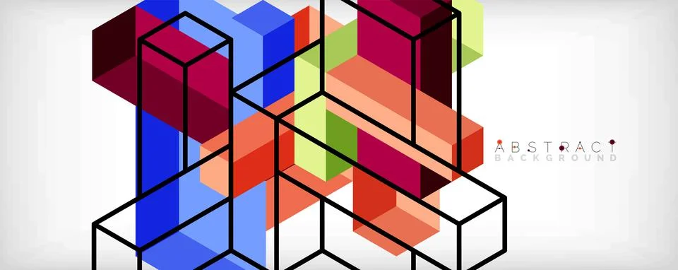 Abstract background. 3d cubes, cubic elements and blocks. Techno or business Illustrazione stock