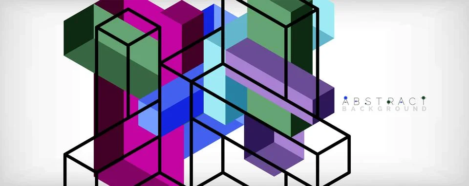 Abstract background. 3d cubes, cubic elements and blocks. Techno or business Stock Illustration