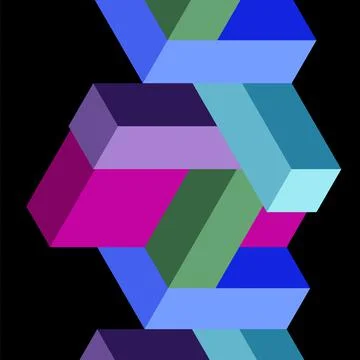 Abstract background. 3d cubes, cubic elements and blocks. Techno or business Illustrazione stock