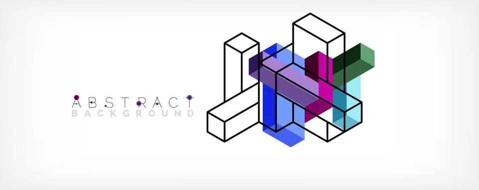 Abstract background. 3d cubes, cubic elements and blocks. Techno or business 스톡 일러스트