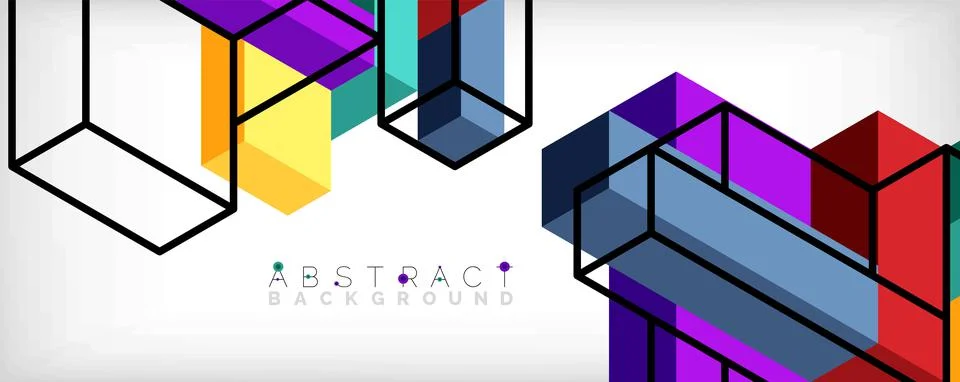 Abstract background. 3d cubes, cubic elements and blocks. Techno or business Illustrazione stock