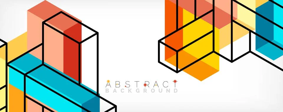 Abstract background. 3d cubes, cubic elements and blocks. Techno or business Stock Illustration