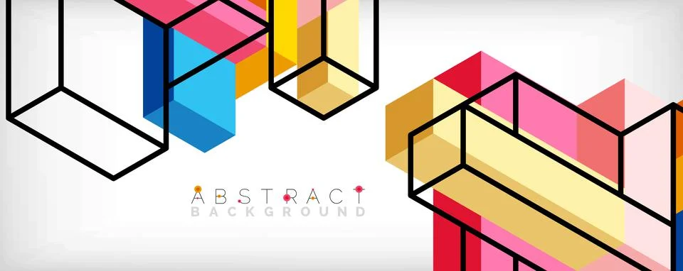 Abstract background. 3d cubes, cubic elements and blocks. Techno or business Illustrazione stock