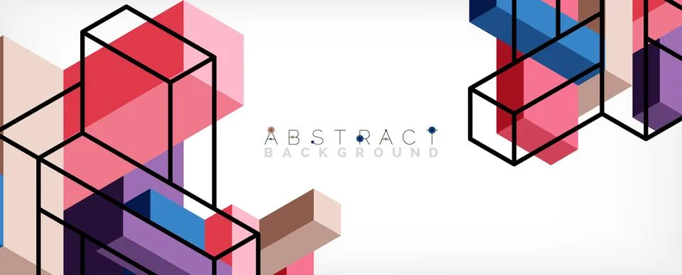 Abstract background. 3d cubes, cubic elements and blocks. Techno or business Illustrazione stock