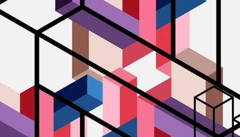 Abstract background. 3d cubes, cubic elements and blocks. Techno or business Illustrazione stock