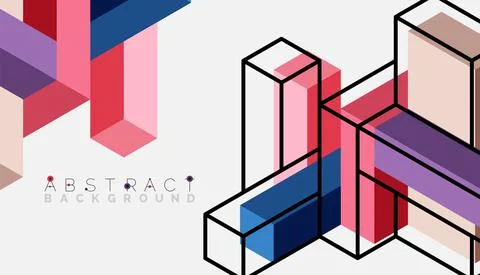 Abstract background. 3d cubes, cubic elements and blocks. Techno or business Stockillustratie