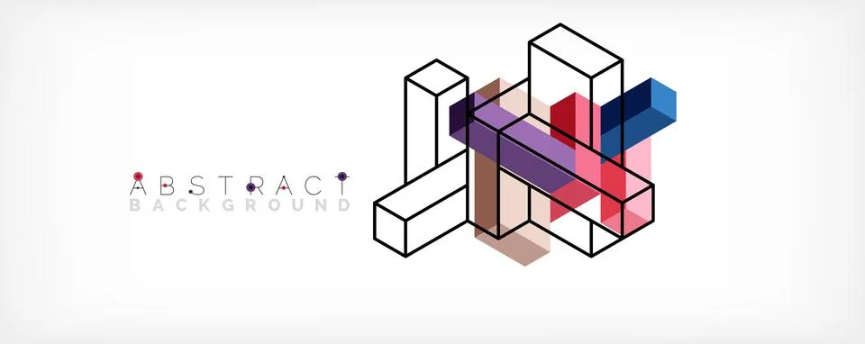 Abstract background. 3d cubes, cubic elements and blocks. Techno or business Stock Illustration